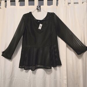 #352 Nwt Ashley stewart sheer striped tunic top